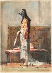 Uma mulher marroquina em trajes tradicionais