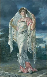 Retrato de Henriette Fortuny em traje de Pompeia pompeiano