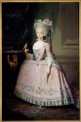 Retrato em pé de Carlota Joaquina (1775-1830) Infante de Espanha e Rainha de Portugal Pintura de Mariano Maella (1739-1819) (ec.esp.) Sol do século XVIII. 1,77x1,16 m Madrid, Museu do Prado - Retrato a pé de Carlota Joaquina (1775-1830) Infanta de
