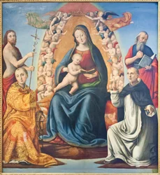 Madonna com Criança e Santos (óleo sobre painel)