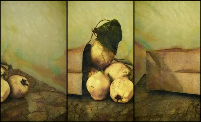 Natureza morta rústica com marmelos