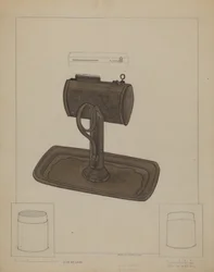 Lamp and Tallow Strainer, c. 1936.
