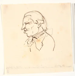 Retrato dos homens. Perfil à esquerda. Caricatura