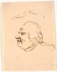 Retrato dos homens. Perfil à esquerda. Caricatura