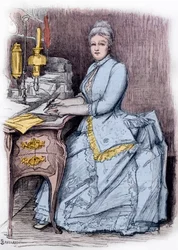 Juliette Lamber (Mme Edmond Adam) (1836-1936), mulher de letras francesas - gravura de Louise Catherine Breslau (1856-1927) coleção particular