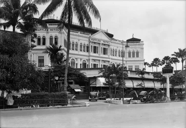 Uma vista do Hotel Raffles, Singapura