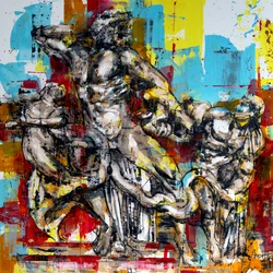 Grupo de Laocoonte, 2024 (acrílico e óleo sobre tela invertida)