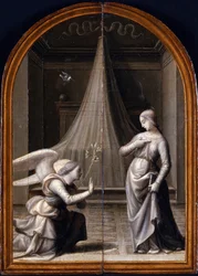 A Anunciação. (Tríptico, reverso) par Albertinelli, Mariotto (1474-1515)