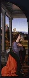 Tríptico, painel esquerdo: Santa Catarina de Alexandria, 1500