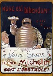Cartaz publicitário Pneu Michelin: Nunc é um bibendum, o pneu Michelin absorve o obstáculo