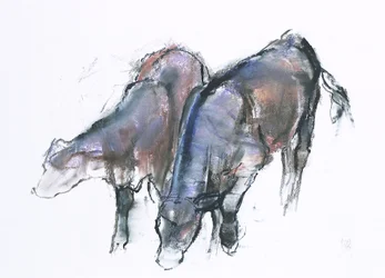 Bezerros, 2006 (carvão e conte no papel)