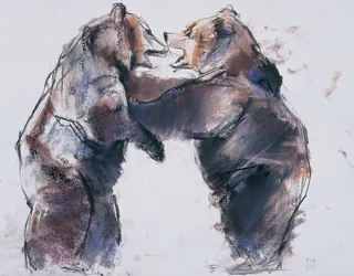 Playfight, 2001 (carvão e conte no papel)