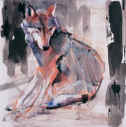 Lobo Sentado, 2000 (mídia mista no papel)