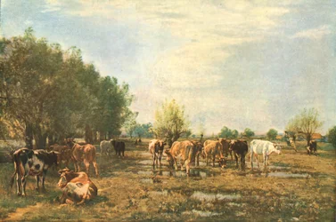 Fen Meadows with Cattle, 1877, c1930.