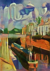 barco de canal na eclusa de trent - de chirico