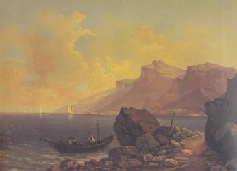 Paisagem marítima com barcaça