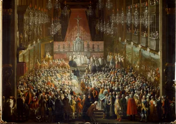 Cerimônia de Casamento da Princesa Isabel de Parma com o Imperador José II, em 10/06/1760. Detalhe (pintura)
