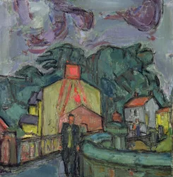 Aldeia galesa (óleo sobre tela)