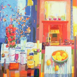 Duas Mesas, 2001 (acrílico sobre tela)