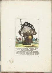 De dwerg Bartholdus Gursalkawiz como peregrino uit Compostela, cerca de 1710 Bartholdus Gursalkawiz, nascido em Groß Pohlen, indigno irmão da floresta da Galícia (título no objeto) Il Callotto resurcitato ou Armário Pequeno Recém Mobilado (série