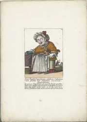 De dwerg Frau Agatha Zipperlingin met hondje, cerca de 1710 Sra. Agatha Zipperlingin, nascida Castaunin von Falten und Zeckerthal, renomada mãe de cachorro (título no objeto) Il Callotto resurcitato ou Armário Pequeno Recém Mobilado (título da série)