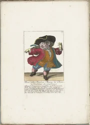 O anão Gilles Platfues como mestre de dança francês, ca. 1710 Gerente Gilles Platfues, Master of Dance na Academie des Lourdeaux (título no objeto) Il Callotto resurcitato ou recém-nomeado Zwerchen Cabinet (título da série)
