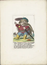 De dwerg Holloka Tschimitschko Buttiam Uran als huzaar, ca. 1710
Holloka Tschimitschko Buttiam Uran, Ragoßischer Hussarn-Obrister in the Garrison at Neuheußl (título sobre o objecto)
Il Callotto resurcitato oder Neu eingerichtes Zwerchen Cabinet (título 