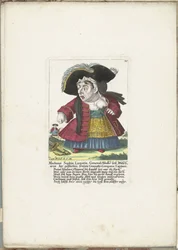 De dwerg Madame Sophia Luxuria, ca. 1710
Madame Sophia Luxuria, Lavadeira Corporal do General Staab da empresa Granatir Capitana (título sobre o objecto)
Il Callotto resurcitato oder Neu eingerichtes Zwerchen Cabinet (título da série)