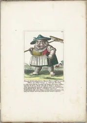 O anão Margl Woltzenthoulerin, ca. 1710
Margl Woltzenthoulerin, Mayr-Thirn auff der grossn Olbm im Zillersberg, 12. Jährige Brauth (título sobre o objecto)
Il Callotto resurcitato oder Neu eingerichtes Zwerchen Cabinet (título da série)
