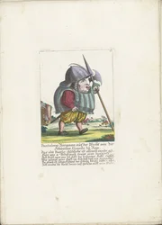 O dwerg Pantaleon Bürgman van de Zwitserse Garde te Rome, cerca de 1710 Pantaleon Bürgman, em serviço de guarda da Guarda Suíça em Roma (título no objeto) Il Callotto resurcitato ou Armário Pequeno Recém Mobilado (título da série)