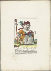 De dwerg Ruffanella como pastora, cerca de 1710 Ruffanella, pastora rindo do pedido comovente de Ploriander (título no objeto) Il Callotto resurcitato ou Armário Pequeno Recém Mobilado (título da série)