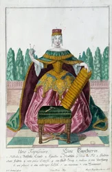 Um estofado. Gravura de Martin Engelbrecht (1684-1756), em "New assembly of the manouvries habilles", século XVIII, Alemanha. Paris, Artes Decorativas