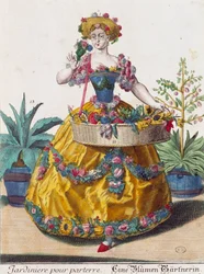 Jardineiro, gravura de Assemblage des nouveau manouvries habilles de Martin Engelbrecht (1684-1756), Alemanha