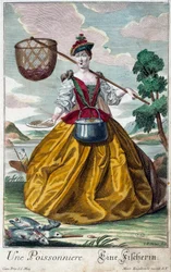 Metier: Um peixe. Gravura de Martin Engelbrecht (1684-1756), em "New assembly of the manouvries habilles", século XVIII, Alemanha. Paris, Artes Decorativas