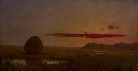 Pôr do sol, prados de Newburyport