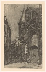 Vista da rua com o Hôtel de Sens em Paris