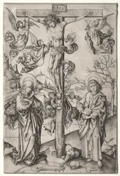 A crucificação com quatro anjos.