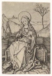 Virgem e criança em um banco gramado, ca. 1435-1491.