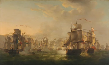 Confronto das frotas holandesa e britânica perto de Boulogne