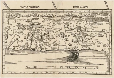 Mapa da Palestina de 1513 de Martin Waldseemüller