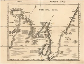 Mapa de 1513 do Sul e Sudeste Asiático de Martin Waldseemüller