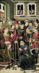 Santa Helena pergunta a Judas, o judeu, onde está a verdadeira cruz