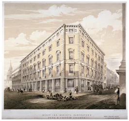 Armazéns dos Srs. J&R Morley, esquina da Wood Street com a Gresham Street, Londres, c1840.