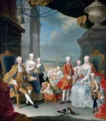 Maria Theresia da Áustria e Francisco I com seus filhos