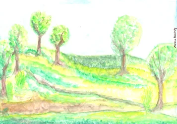 Vista para o jardim na primavera