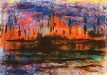 Reflexões de água do horizonte à noite