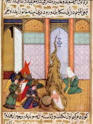 O nascimento do profeta Maomé Miniatura tirada de “Siyer-i Nebi”” (Siyer i Nebi) poema épico que narra a vida do profeta Maomé escrito por Mustafa, filho de Yusuf d