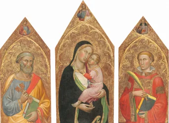Madonna e Child with the Blessing Christ, e Saints Peter, James Major, Anthony..., c. 14151420.