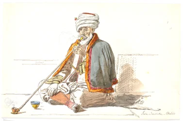 Um fumante de ópio turco (Jaia Dervicha) em Chalkis