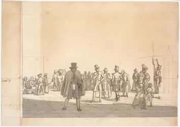 Estudo preliminar para a pintura "Arrestbygningen no Conselho e Tribunal".